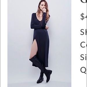 Free people girl friend midi long sleeve jersey dress size medium